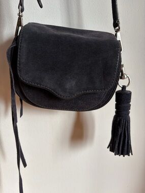 Rebecca Minkoff Mini Suki Saddle Crossbody in Blue Suede